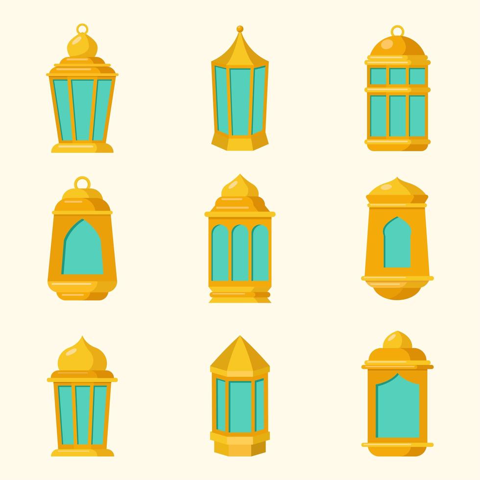 Eid Lantern Icon Set vector