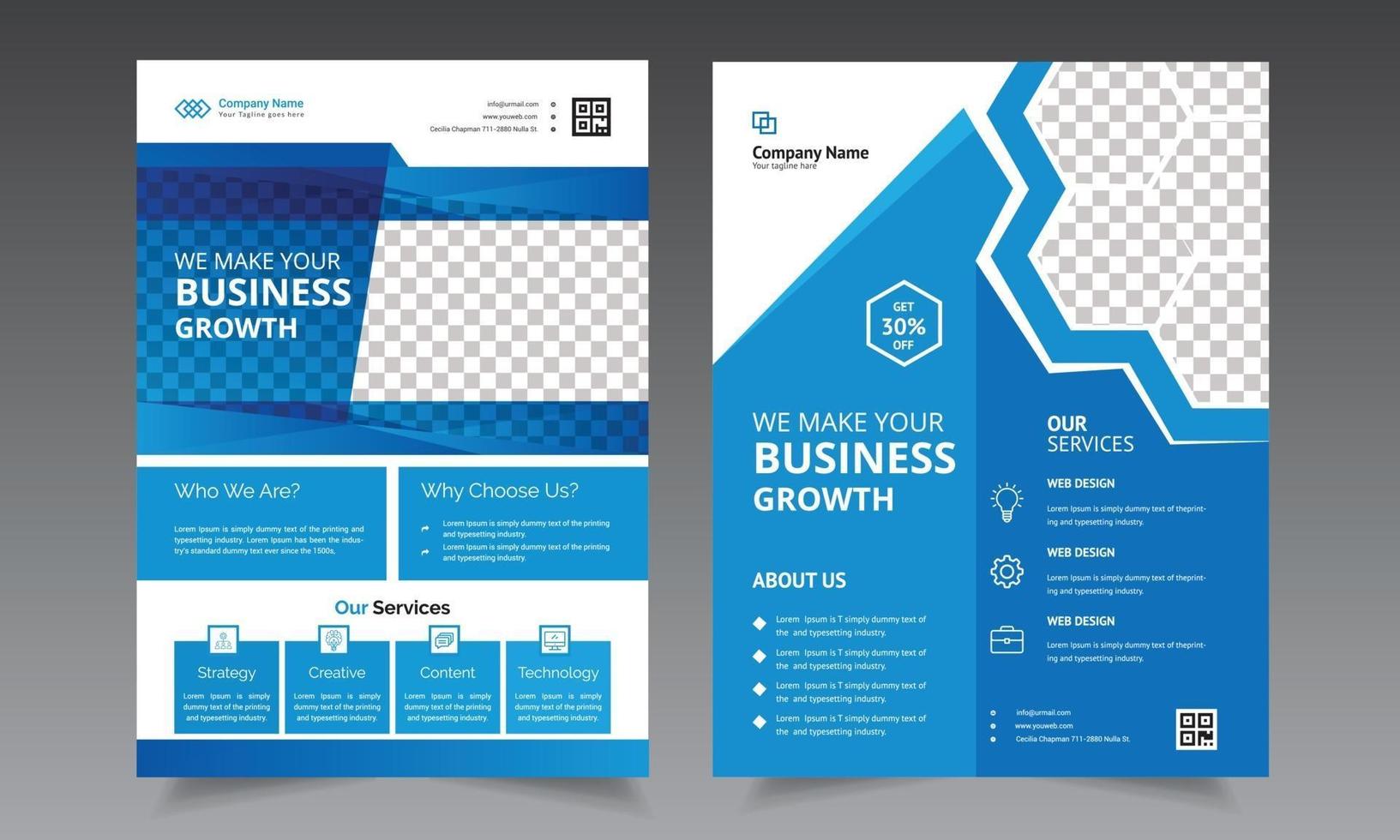 Flyer design template for corporate business layout with graphic elements vector