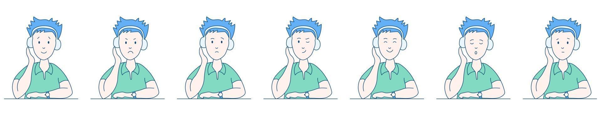 Man with headphone set vector