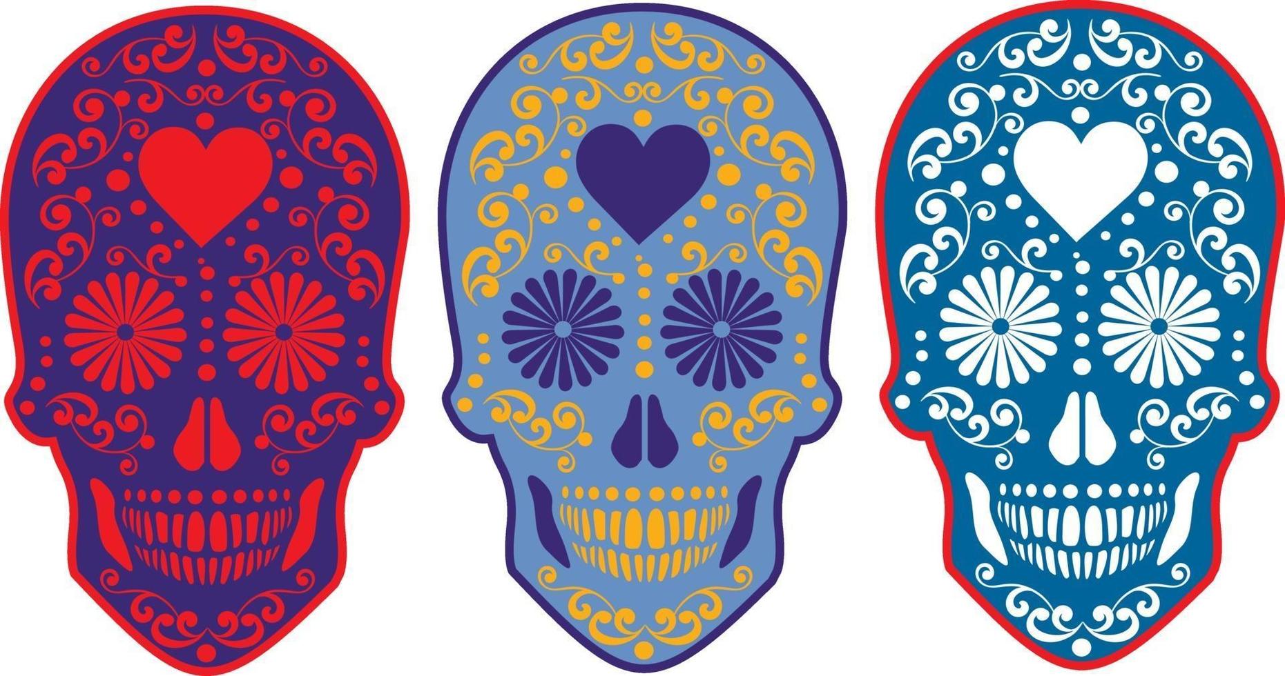 calavera de azúcar mexicana, camisetas de diseño vintage vector