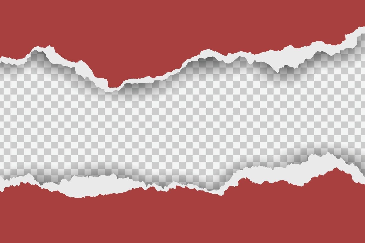 Torn red paper frame on transparent background vector