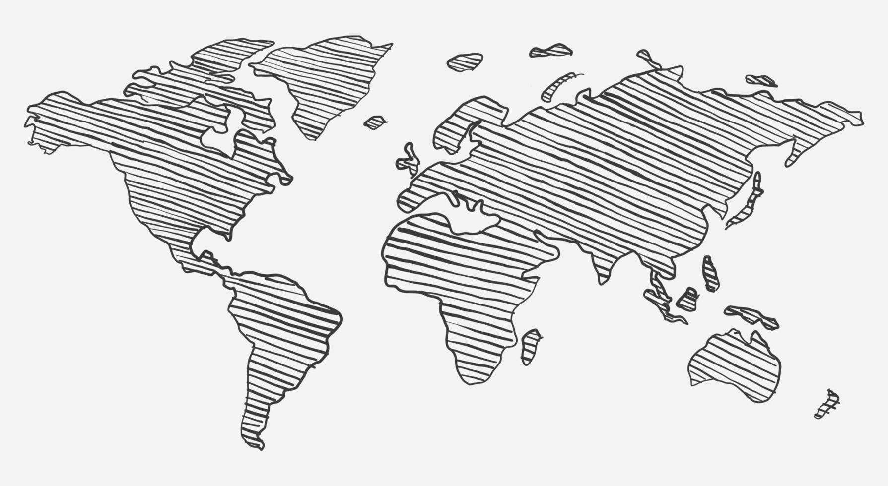 bosquejo del garabato del mapa del mundo vector