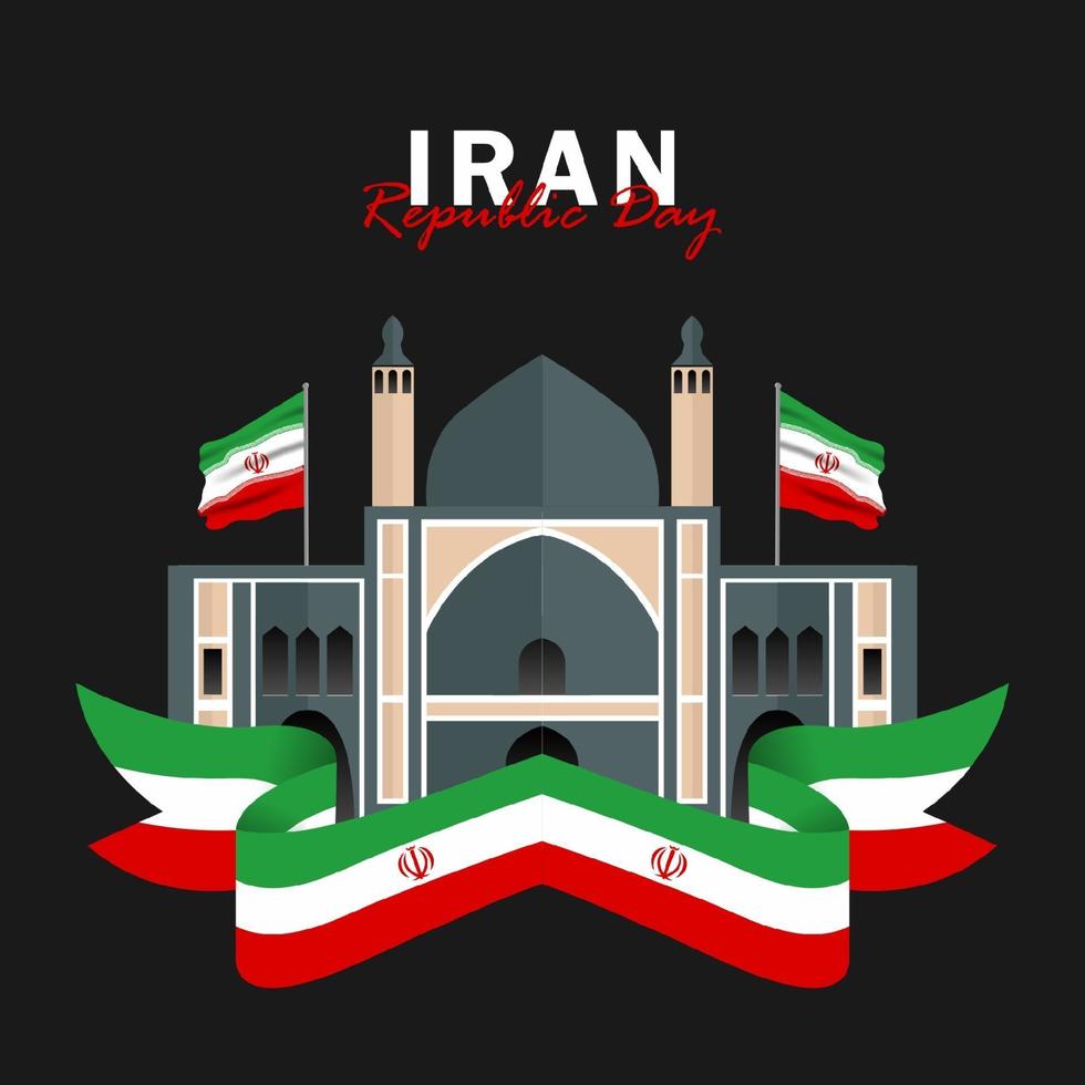 Vector of Republic Day with Iran Flags. Celebration of Iran Republic Day.