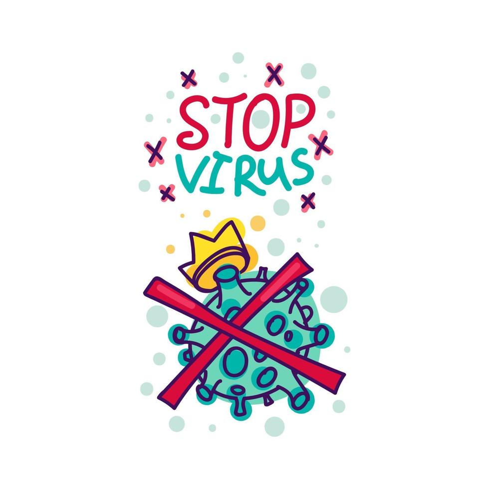Virus protection stickers in hand drawn style vector