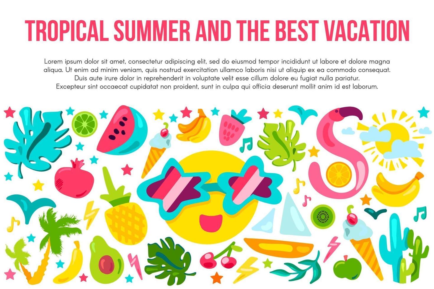 plantilla de banner plano de vacaciones de verano vector