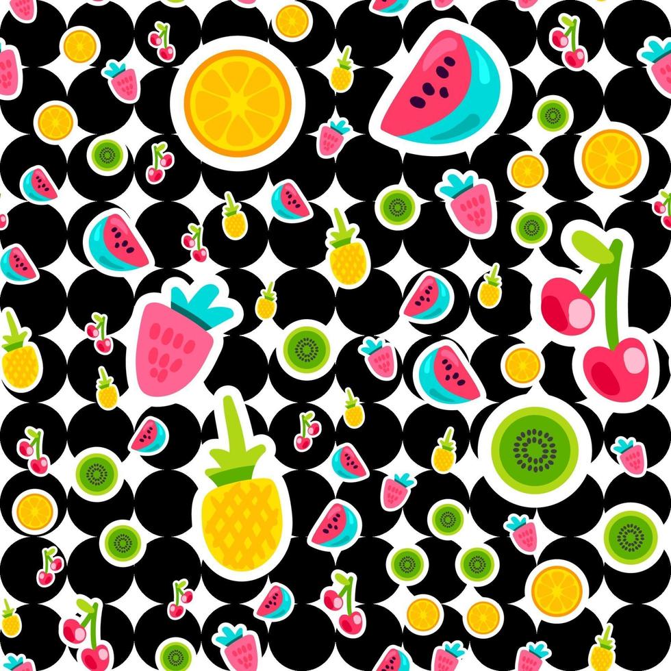 Summer fruits color seamless vector pattern