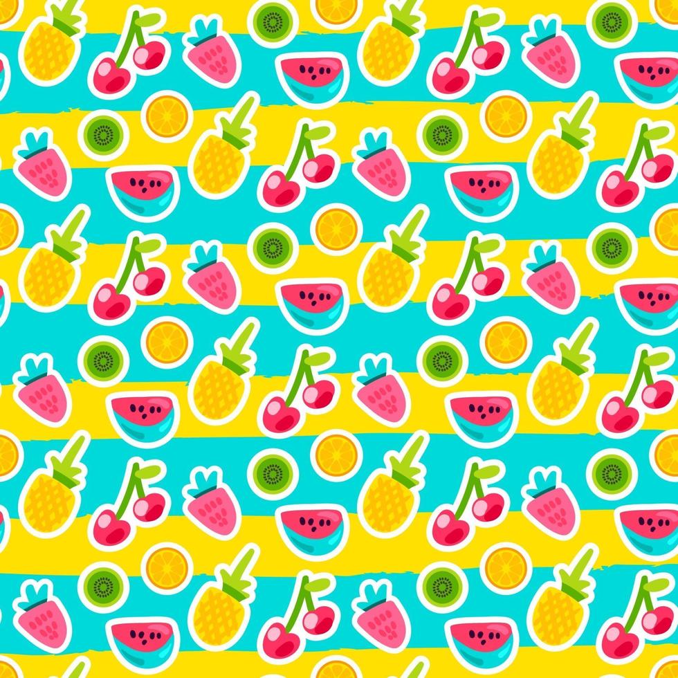 Doodle frutas patrón de vector transparente