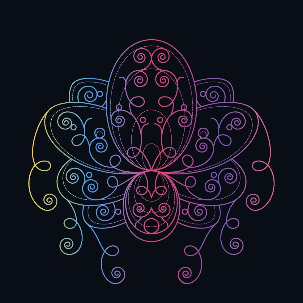 Lotus flower with geometric pattern vector linear illustration