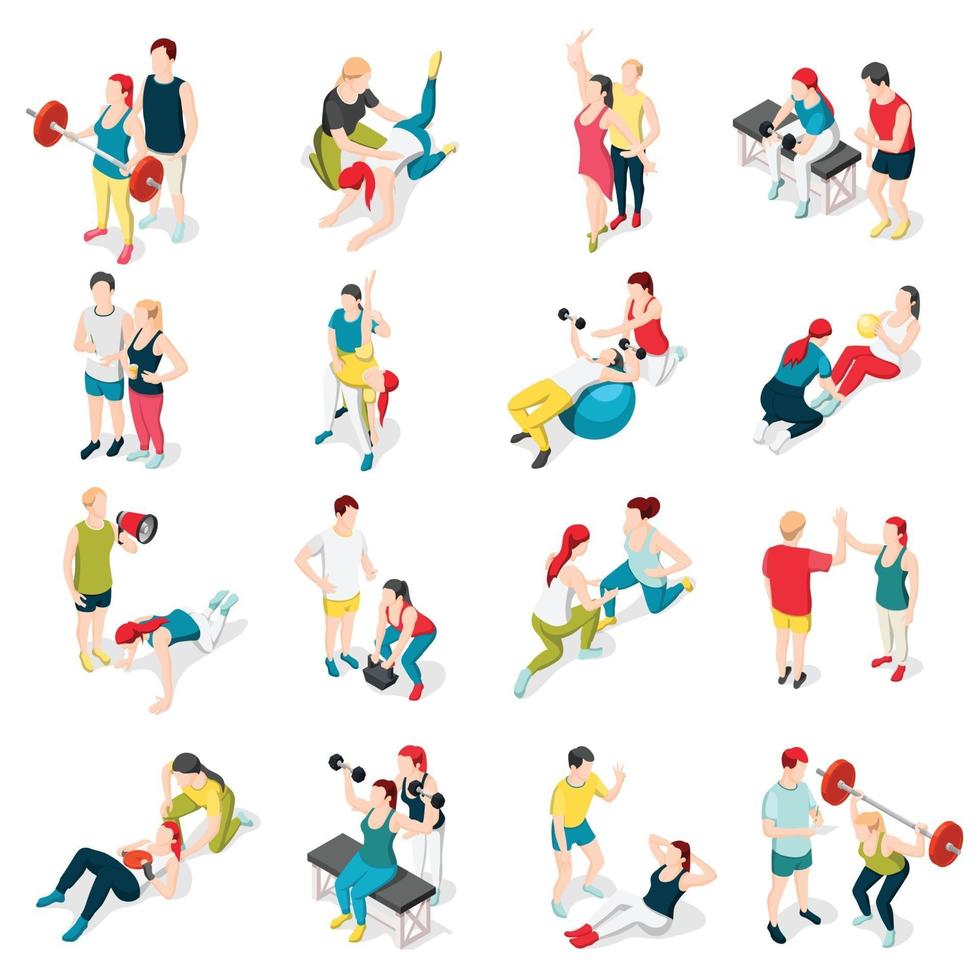 Personal Trainer Sport Icons Vector Illustration