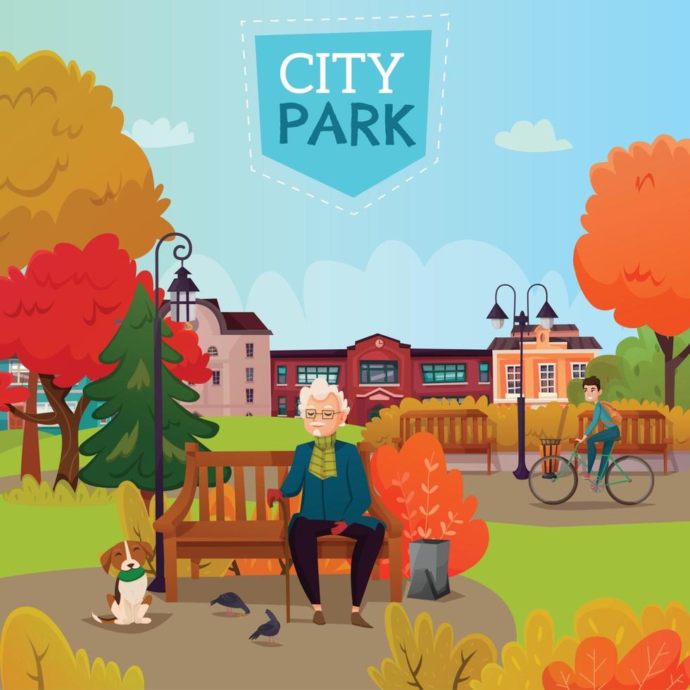 City Park Illustration Vector Illustration