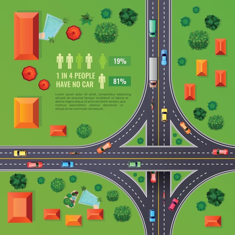 Crossroad Top View Illustration Vector Illustration