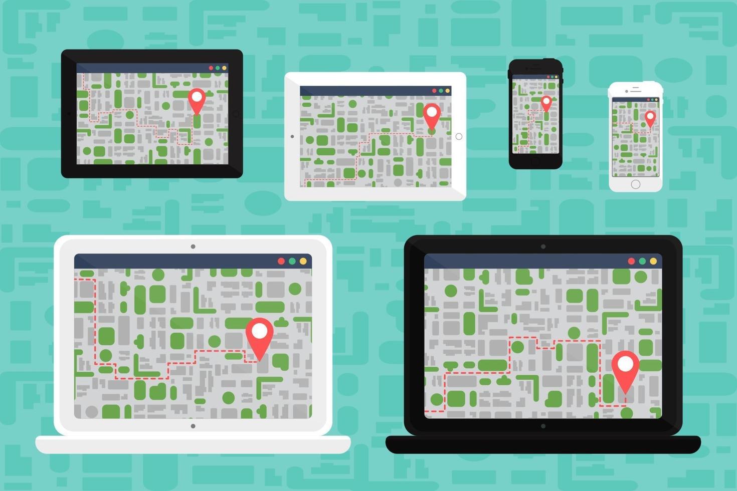 Electronic Offline Map On Electronic Devices vector