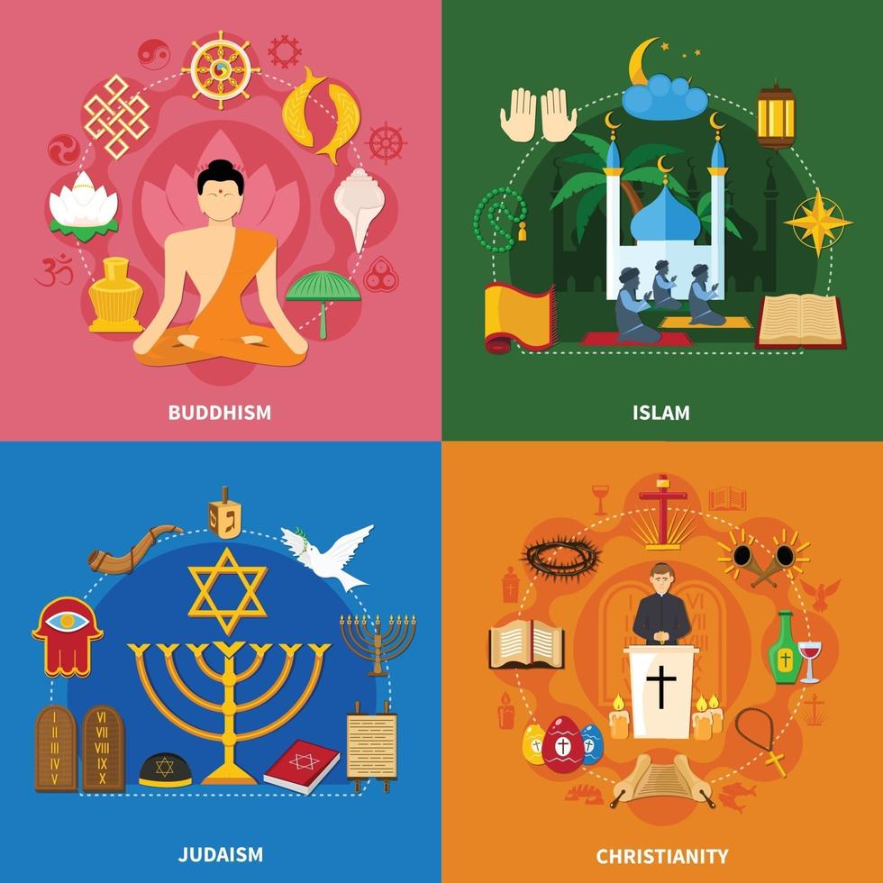 conjunto de iconos de religiones vector