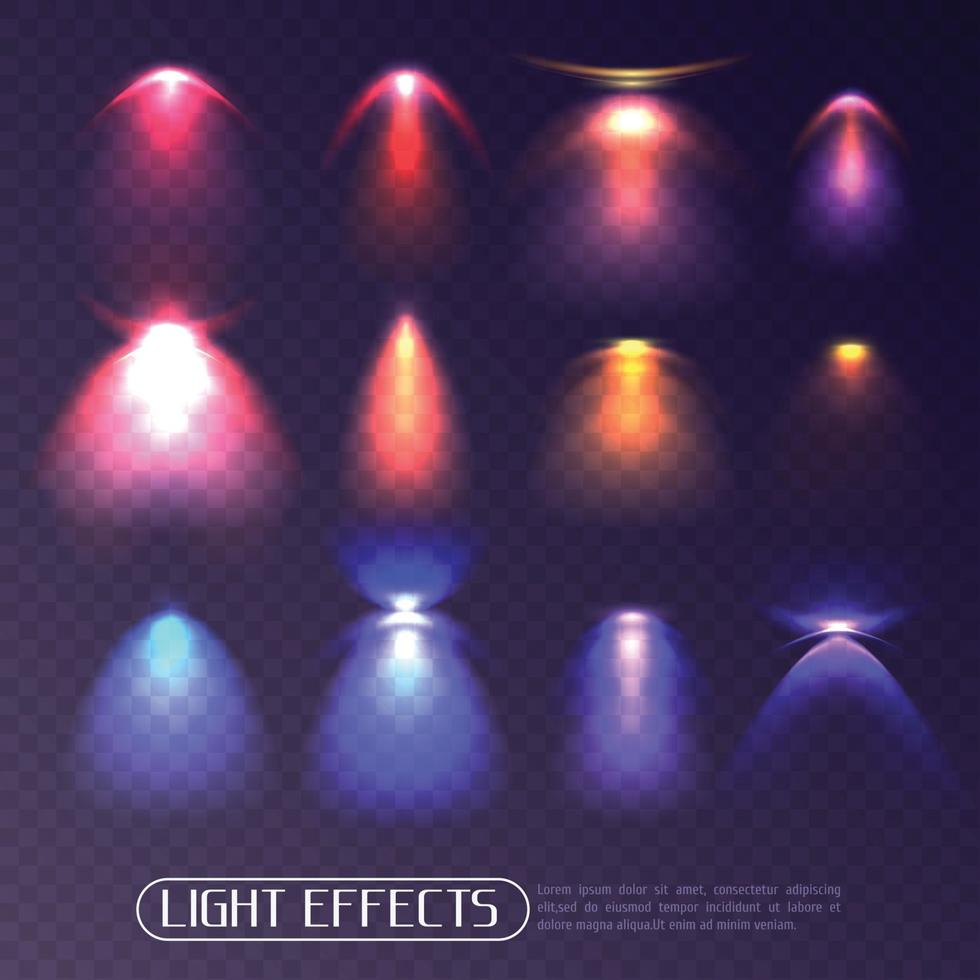 Colored Light Effects Set Vector Illustration