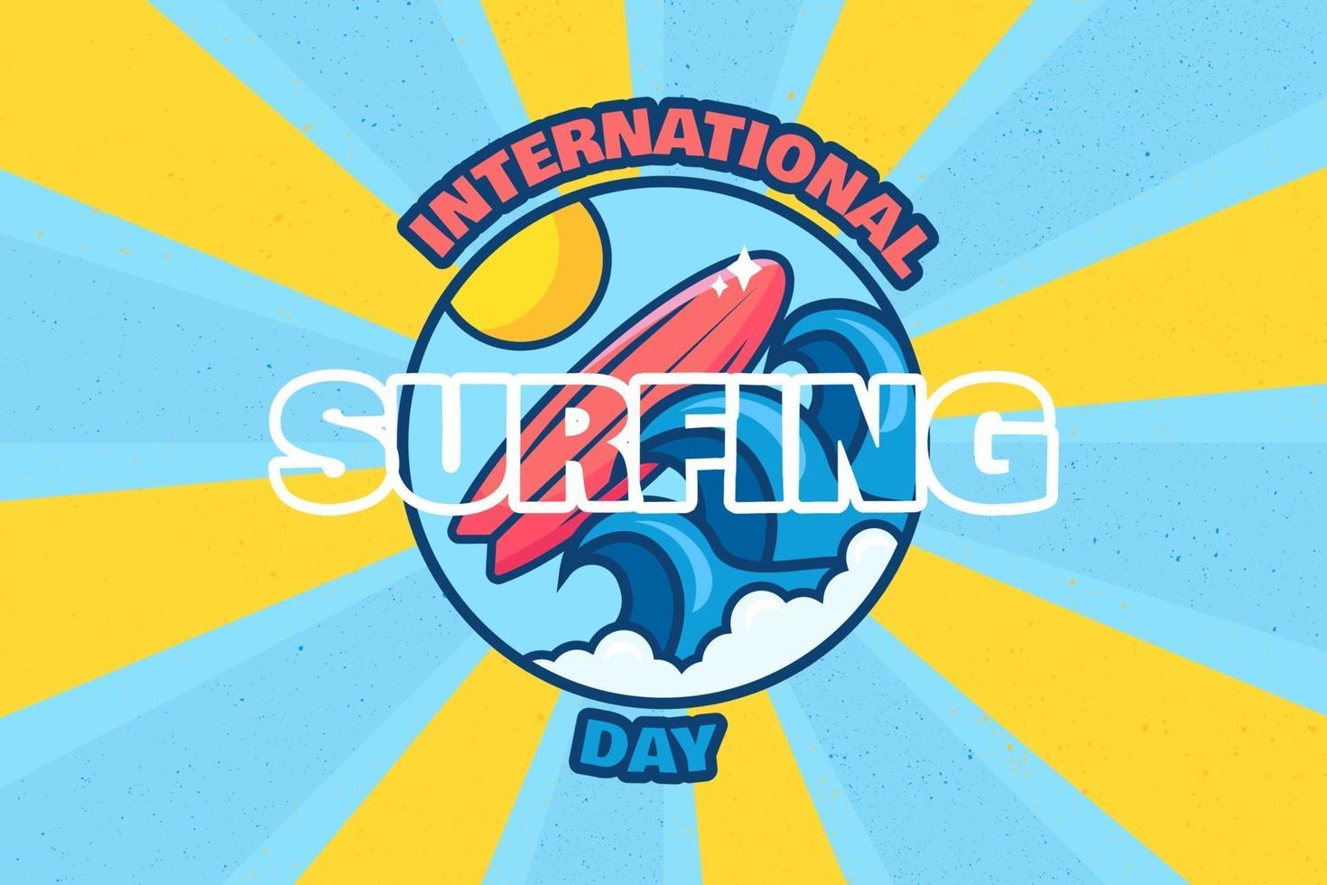 International surfing day banner summer surf event vector