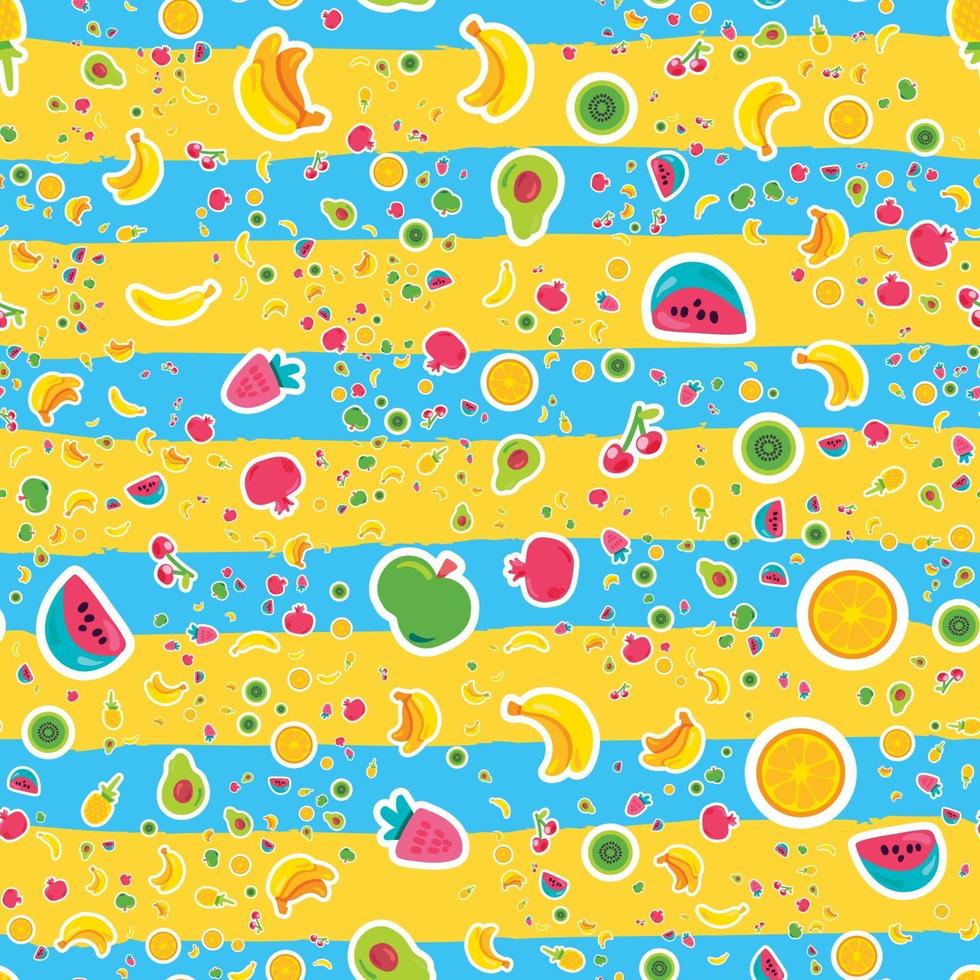 fruta jugosa de verano fresco pintado de patrones sin fisuras vector