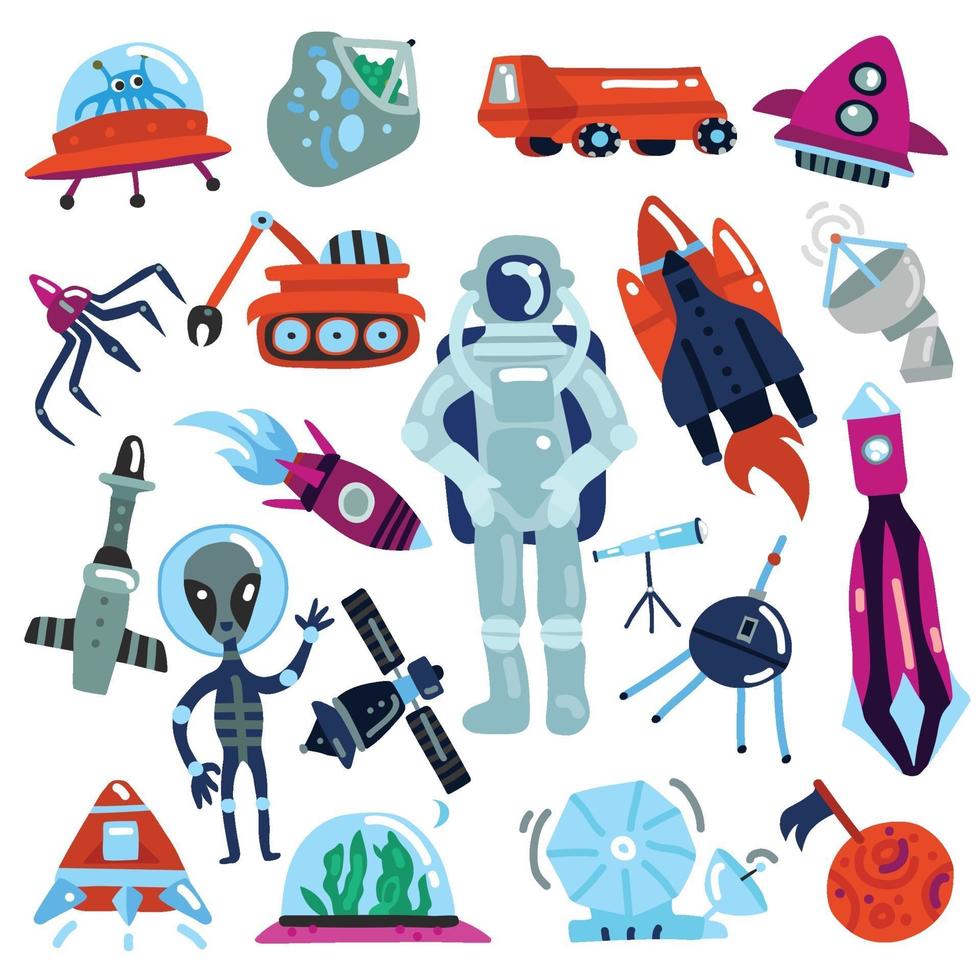 iconos de espacio conjunto ilustración vectorial vector