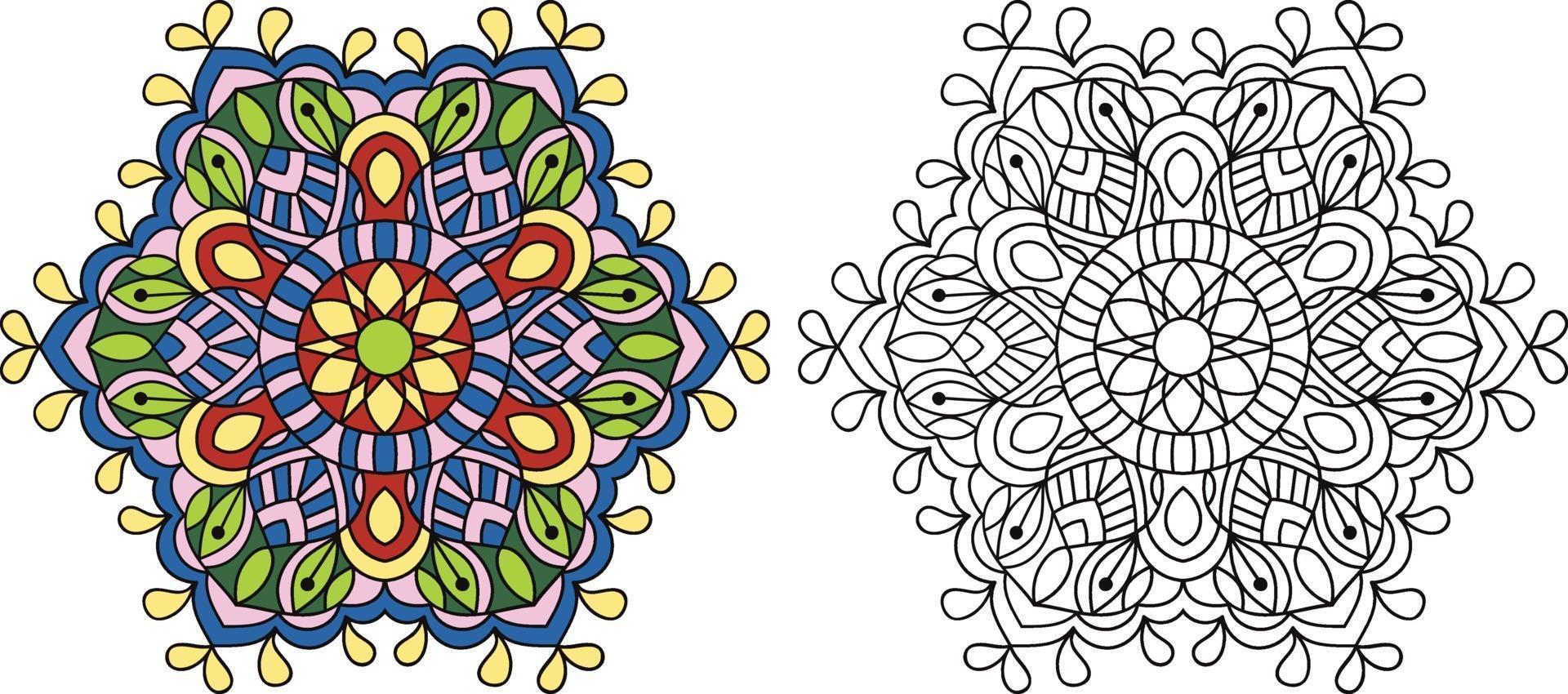 Doodle Mandala coloring book page for adults and children ...