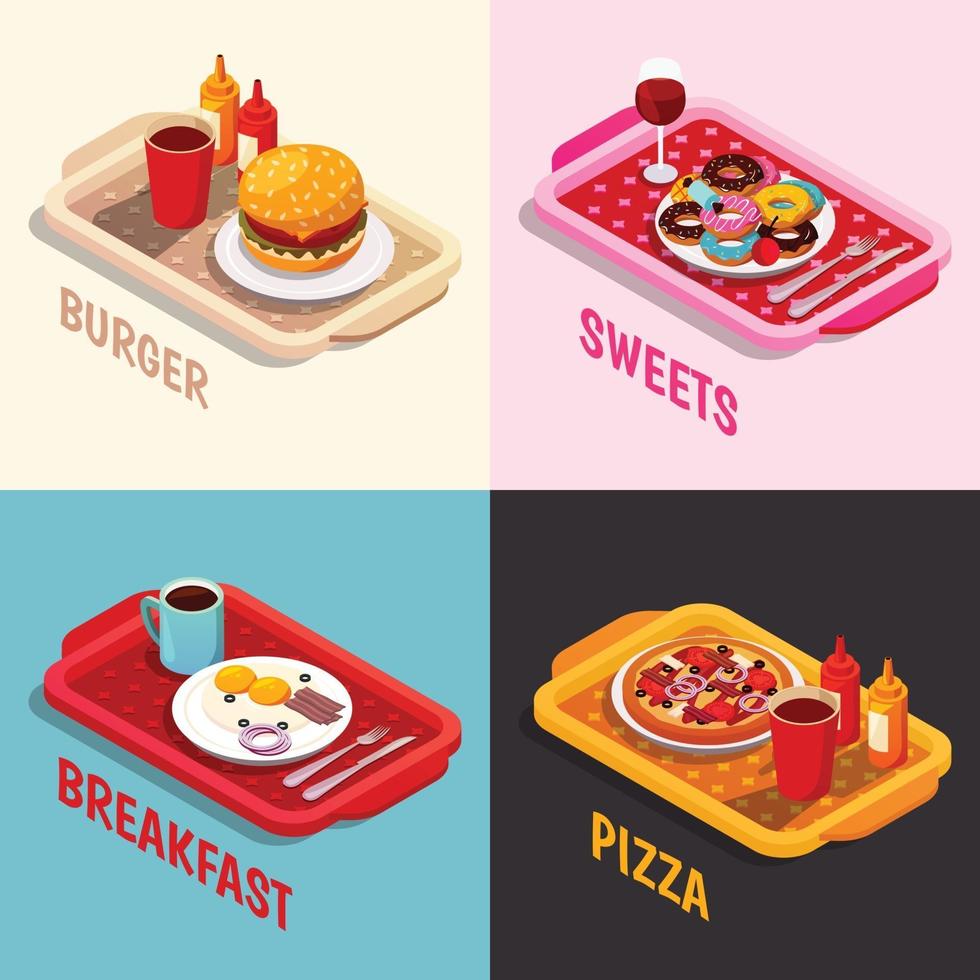 Food Cooking Isometric Concept Vector Illustration