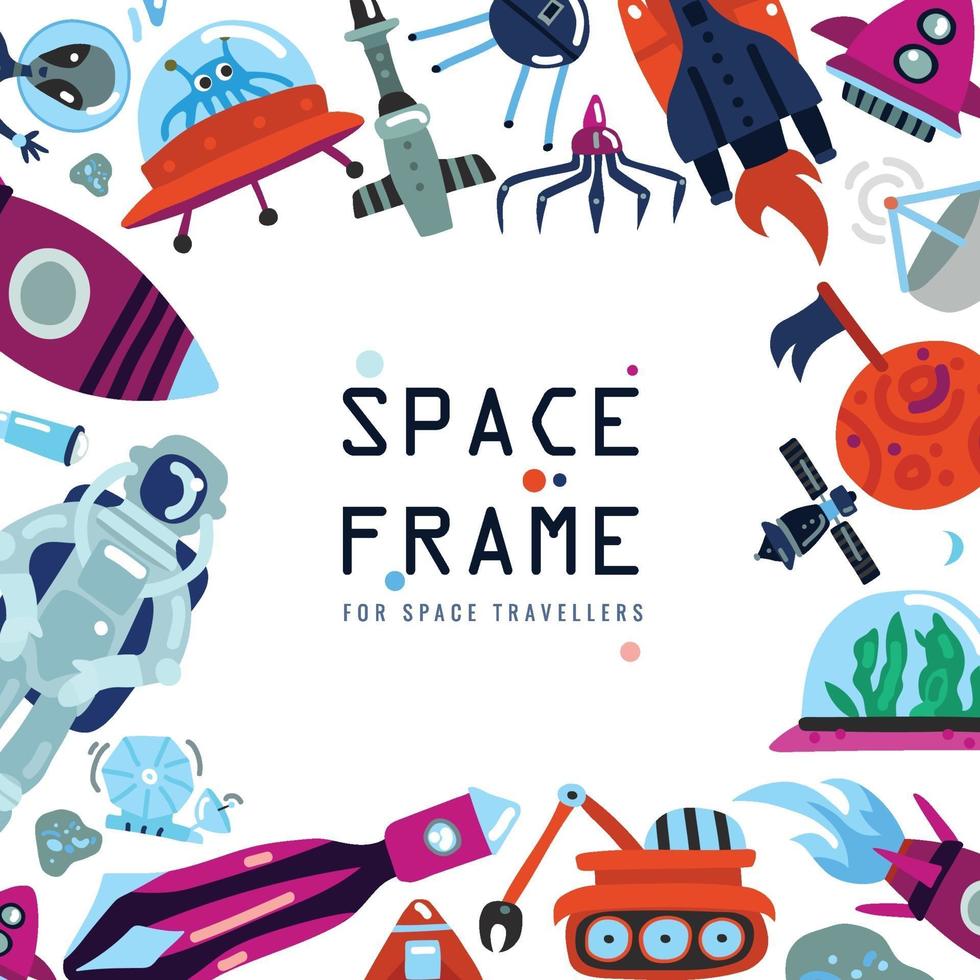 Flat Space Frame Vector Illustration