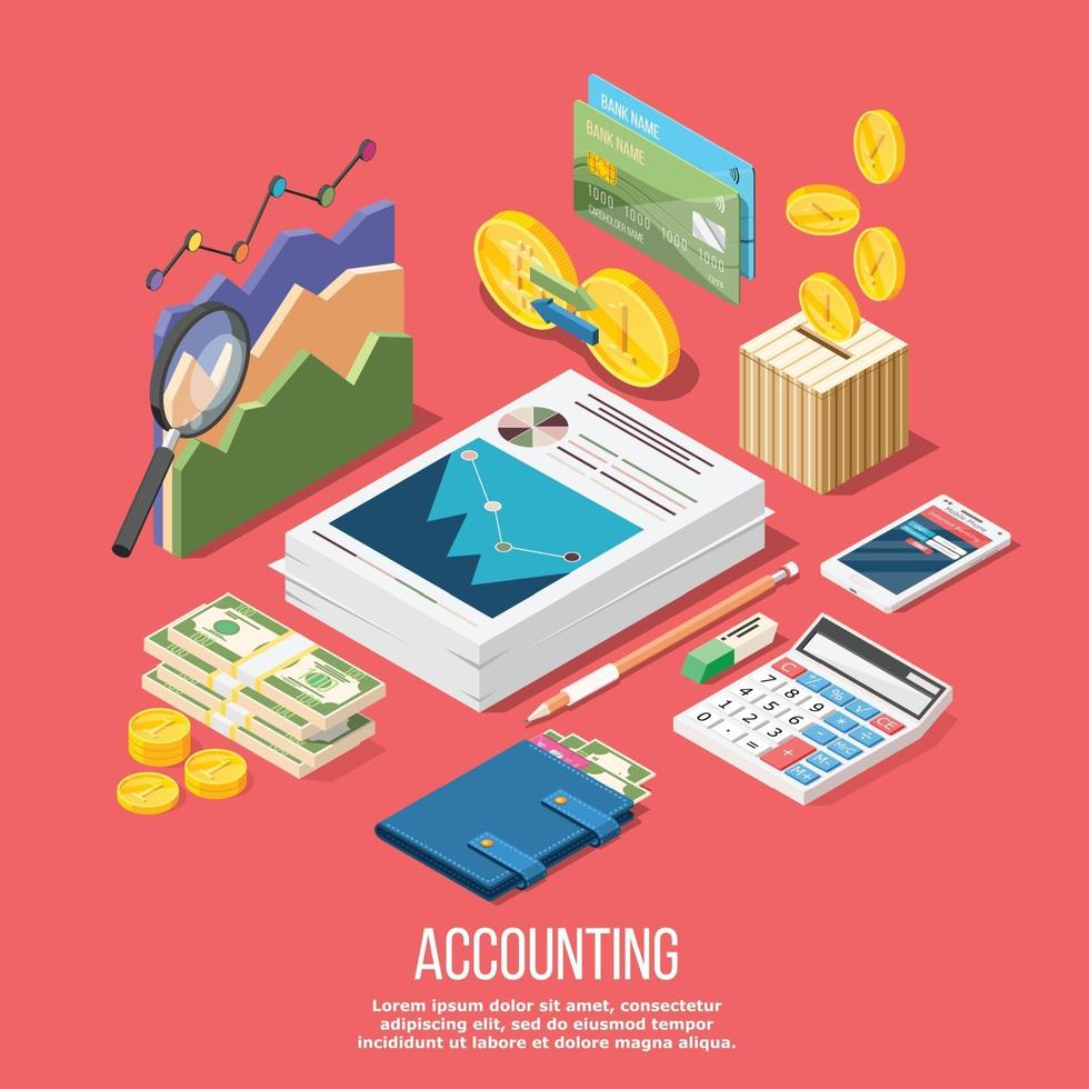 Accounting Elements Conceptual Background Vector Illustration