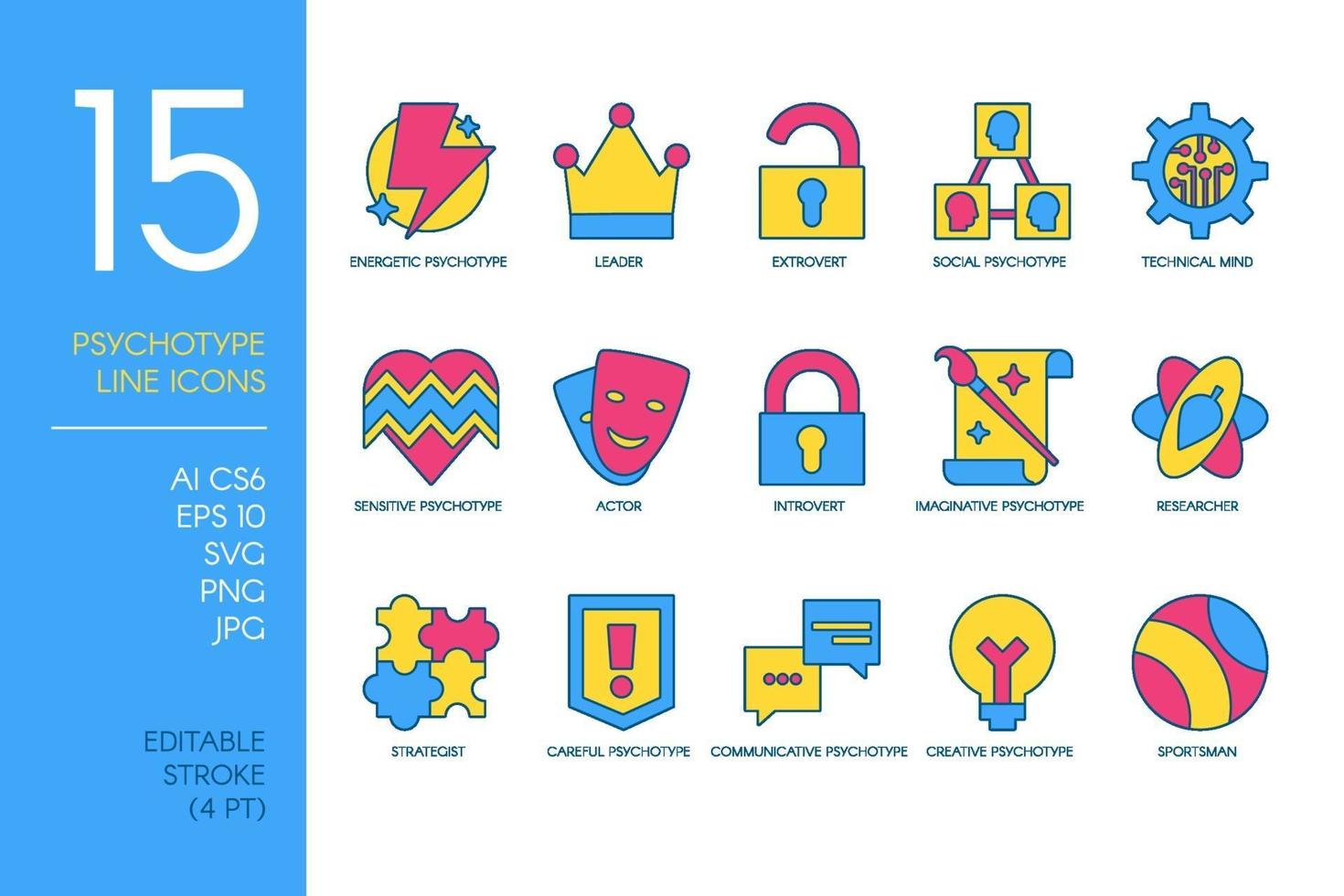 Psychological Type Icon Set of Mental Concept vector