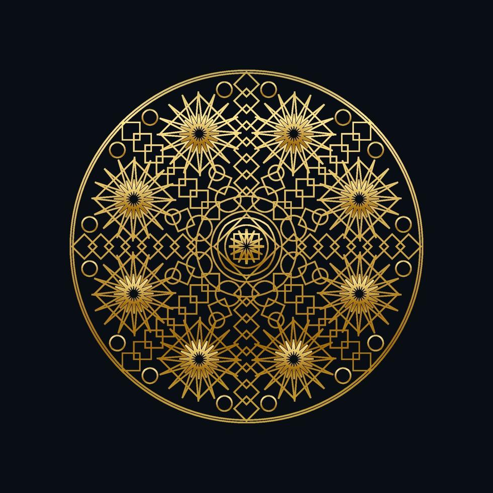 tinta dorada mandala geométrico ilustración vectorial lineal vector