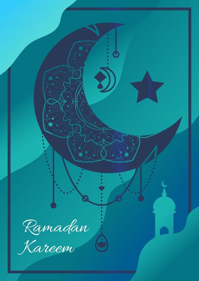 Ramadan Kareem islamic greeting card poster design vector