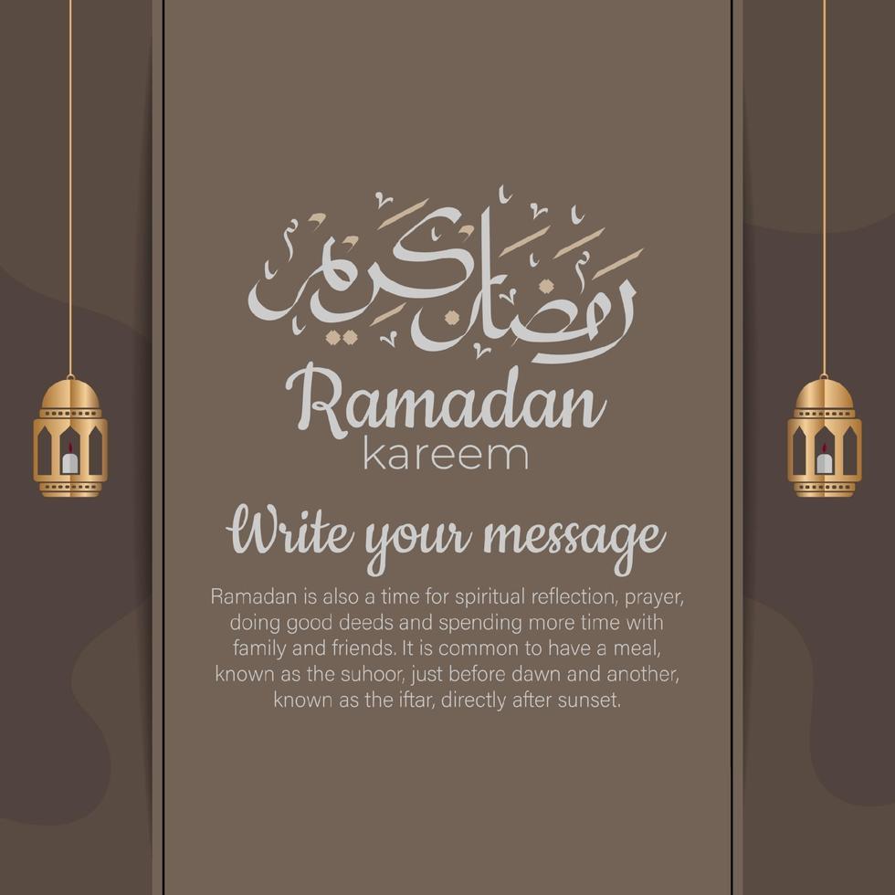 Ramadan Kareem Arabic calligraphy with traditional Islamic ornaments. Vector Illustration