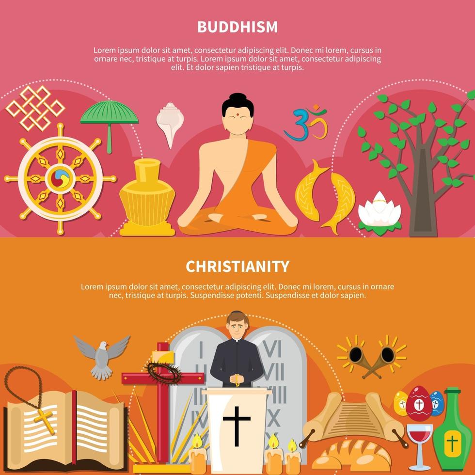 Religions Flat Flyer Set vector