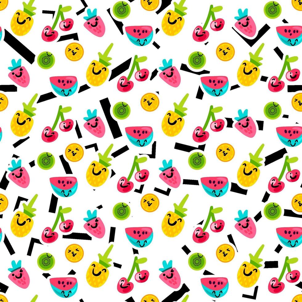 frutas emoji color seamless vector patrón