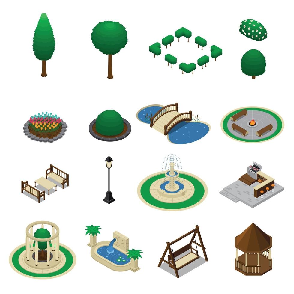 House Garden Constructor Set Vector Illustration