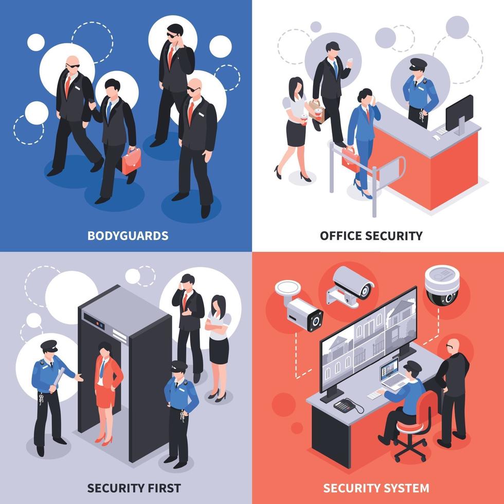 Security Isometric Design Concept Vector Illustration