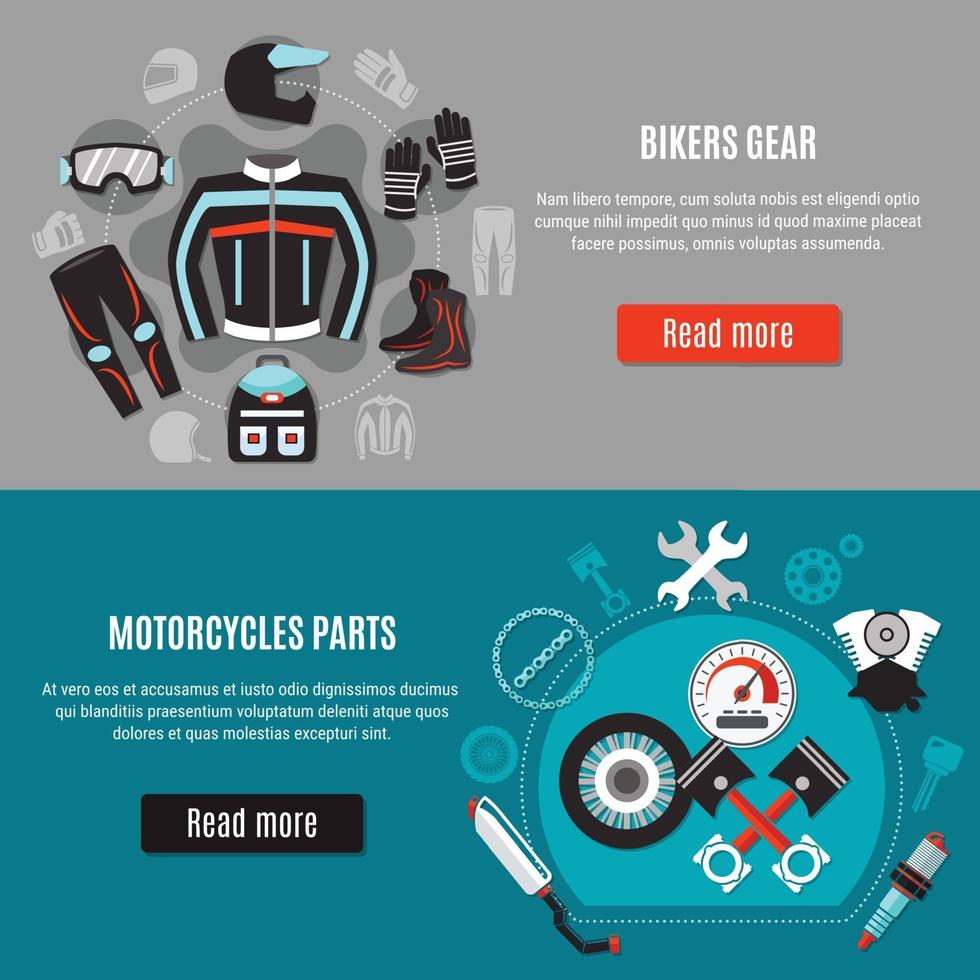 Biker Accessories Horizontal Banners vector