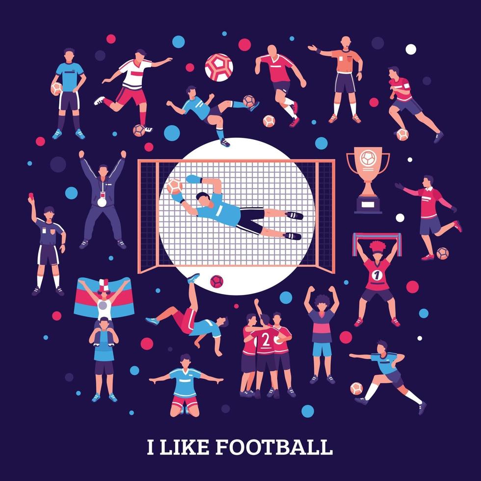 aficionados al fútbol ronda composición ilustración vectorial vector