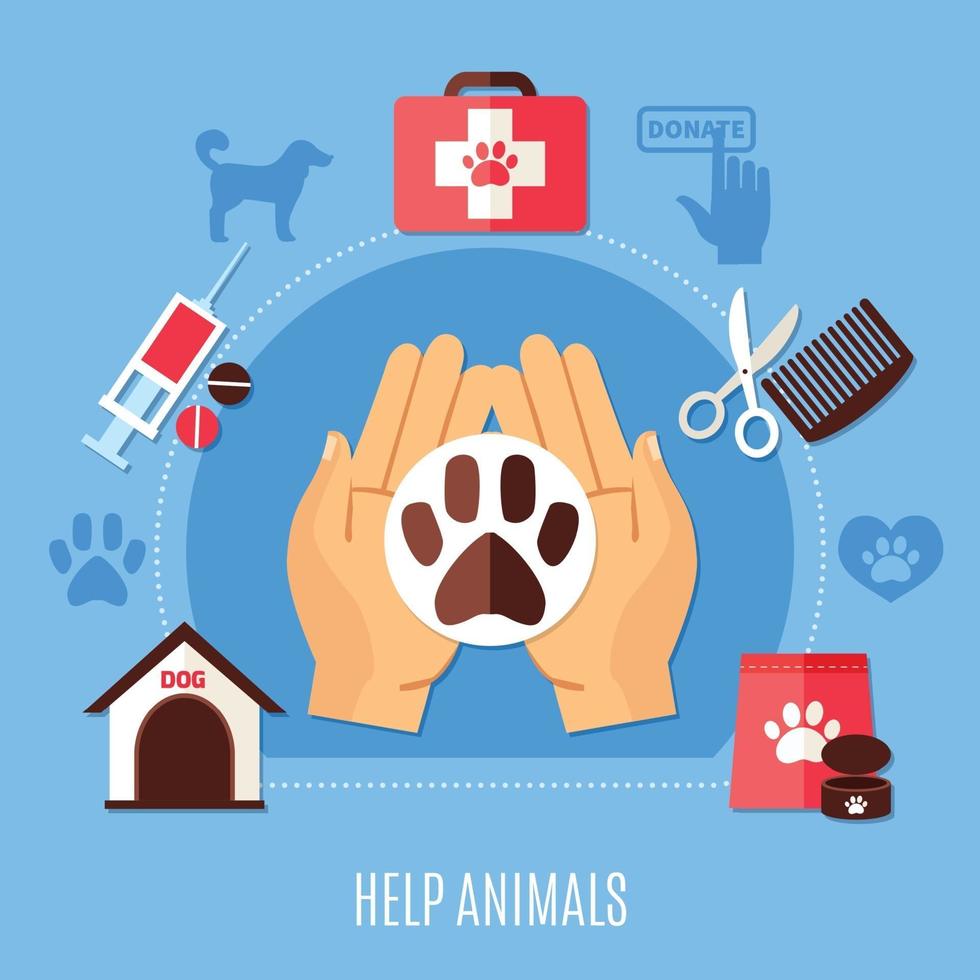 Animal Protection Volunteering Composition vector