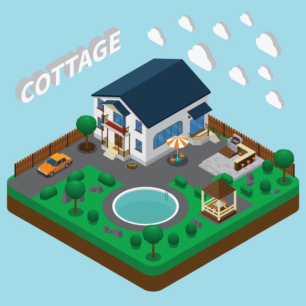 Vacation Home Isometric Composition Vector Illustration