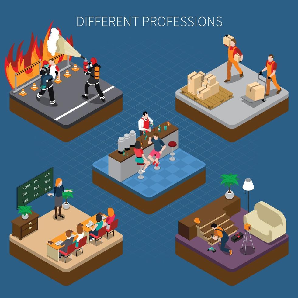 Modern Professions Isometric Composition Vector Illustration