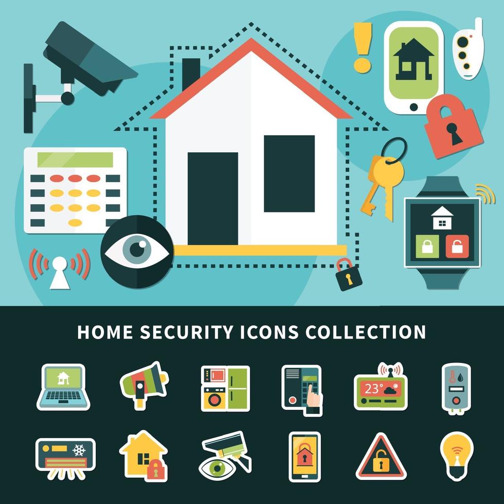 Ilustración de vector de colección de iconos de seguridad para el hogar