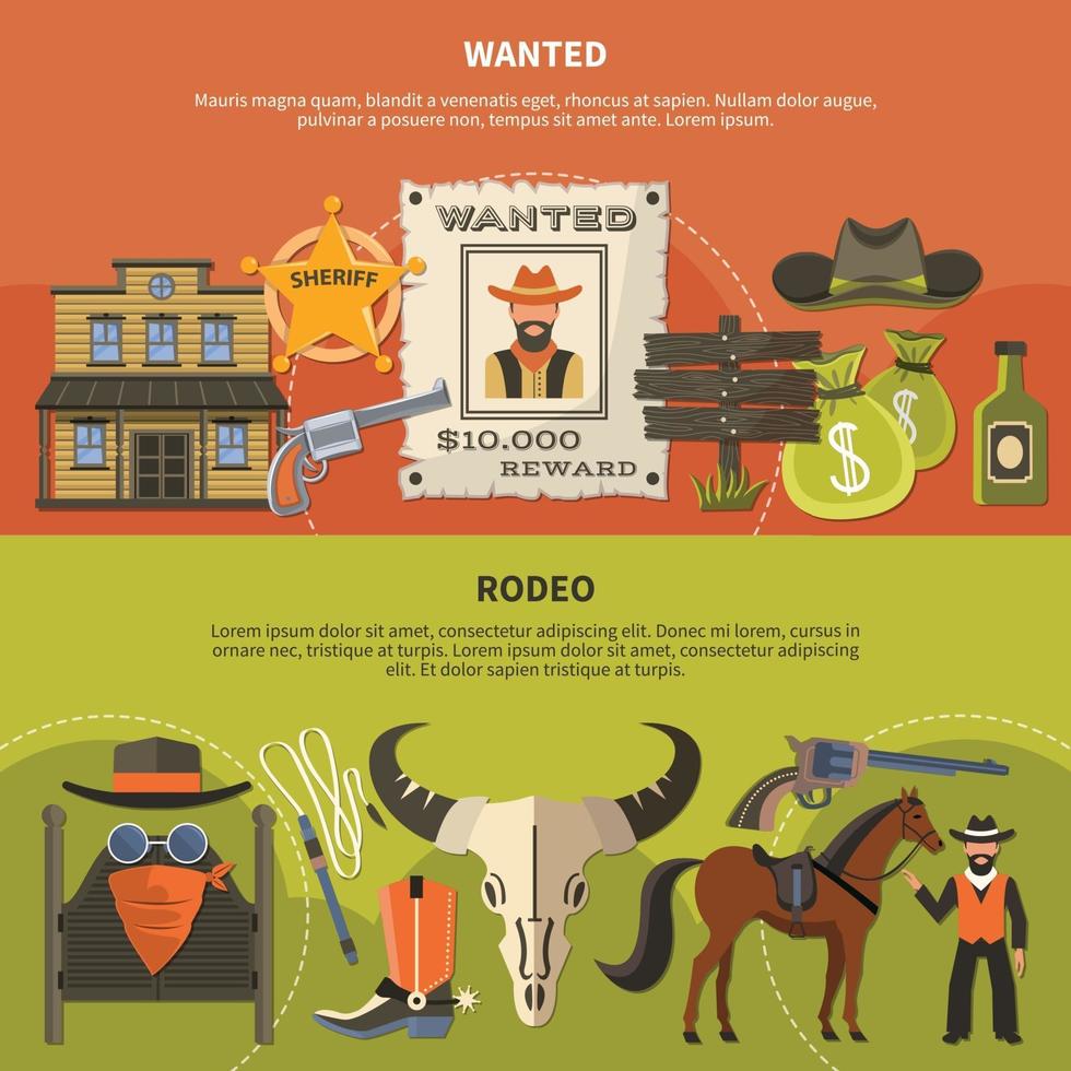 Sheriffs Attributes And Rodeo Banners vector