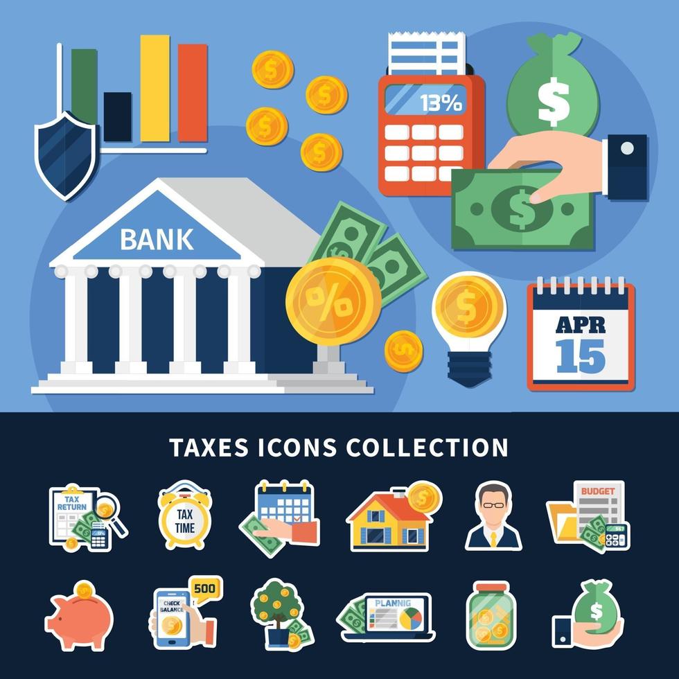 Taxes Icons Collection vector