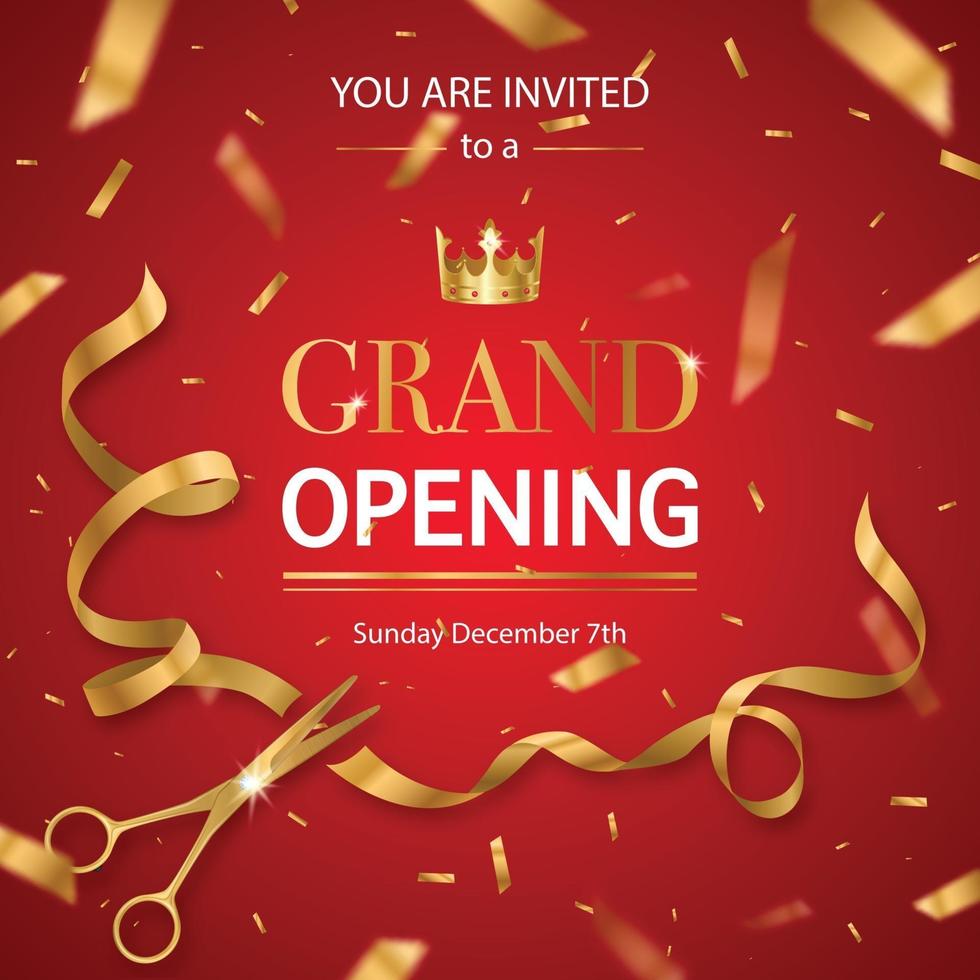 Realistic Grand Opening Invitation Pattern Vector Illustration