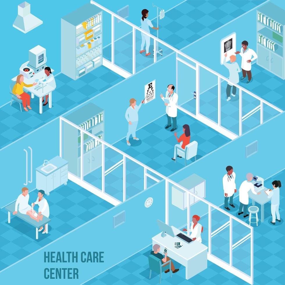 Health Care Center Isometric Illustration Vector Illustration