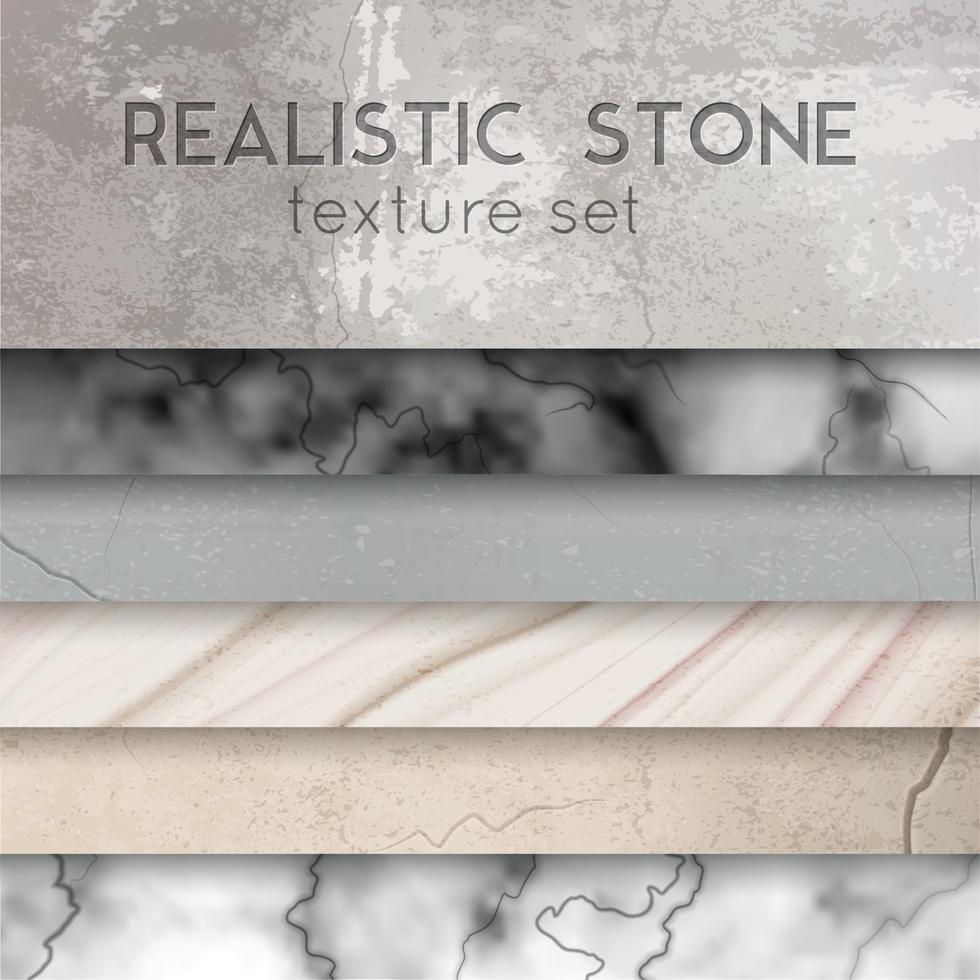 Stone Texture Samples Realistic Set Vector Illustration