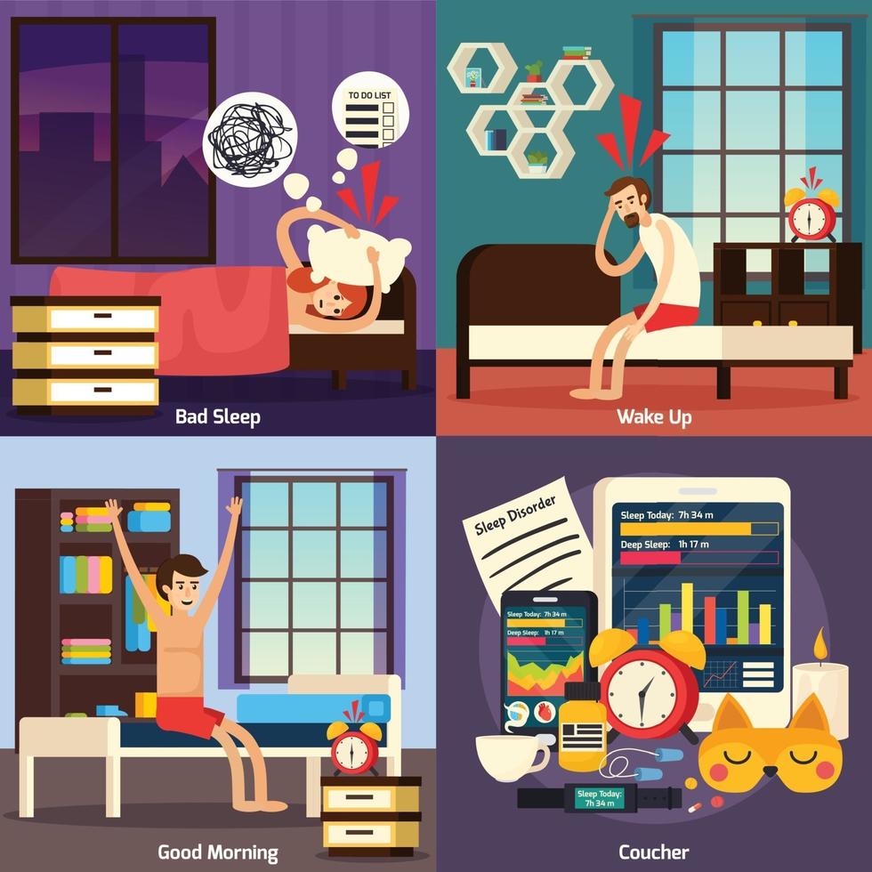 Sleep Disorder Orthogonal Design Concept Vector Illustration