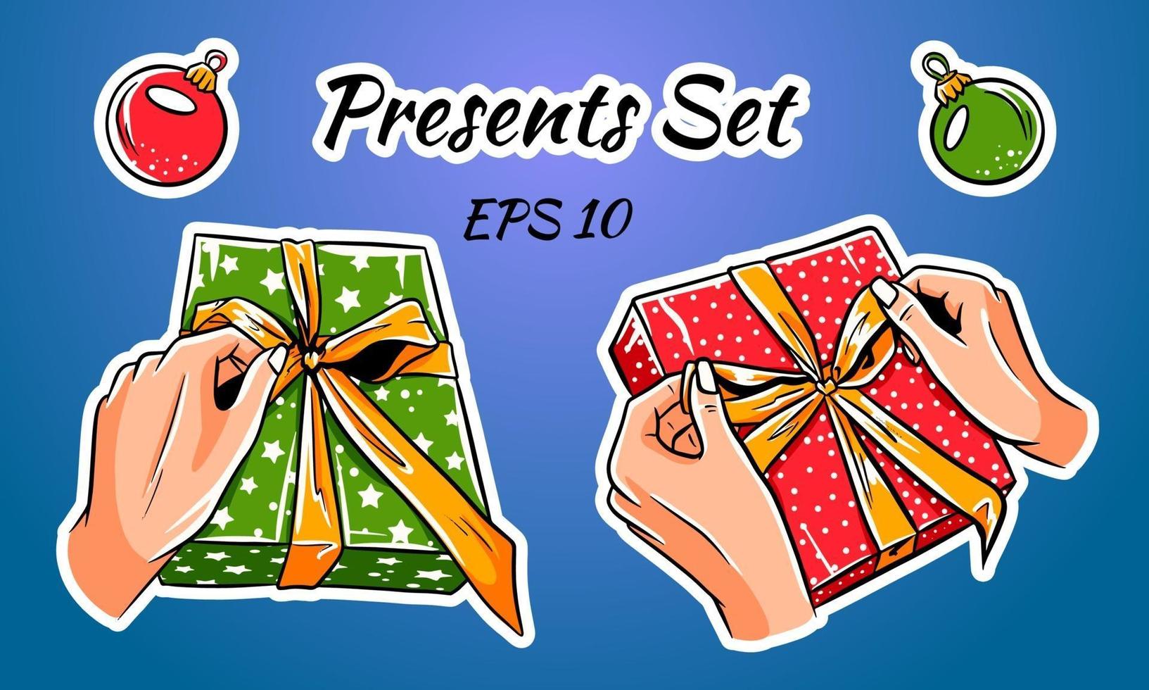 conjunto de cajas de regalo de colores con lazos y cintas. vector