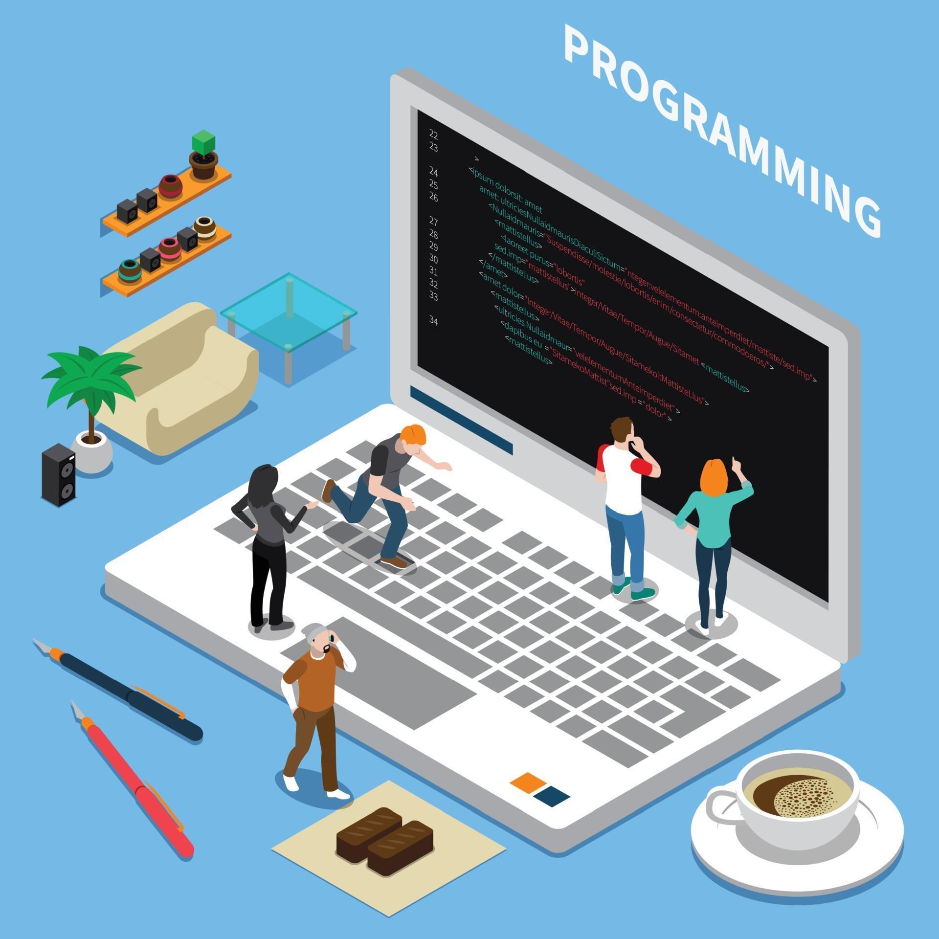 Programming Miniature Isometric Concept Vector Illustration 2273692 ...