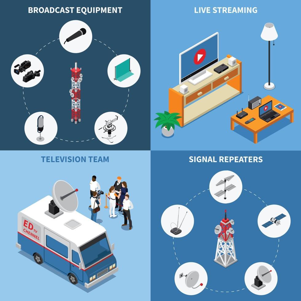 Telecommunication 2x2 Icons Set Vector Illustration