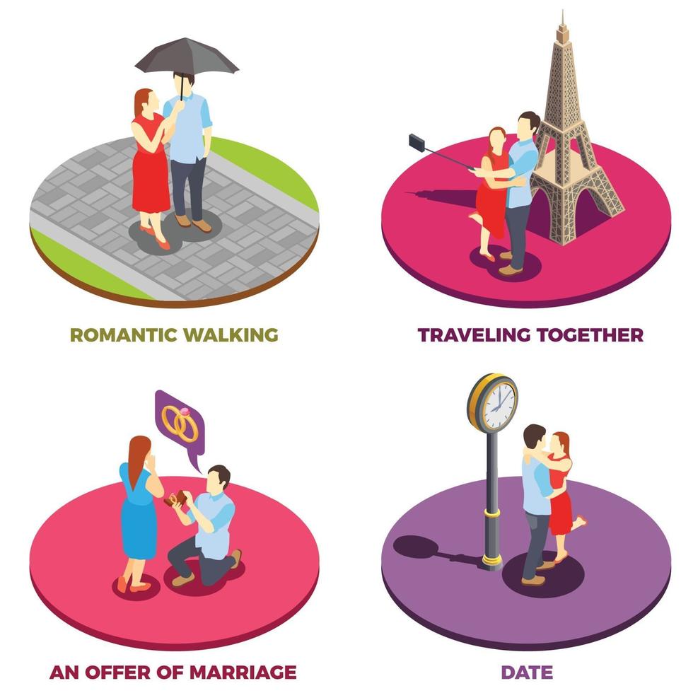 Romantic Relationship 2x2 Design Concept Vector Illustration