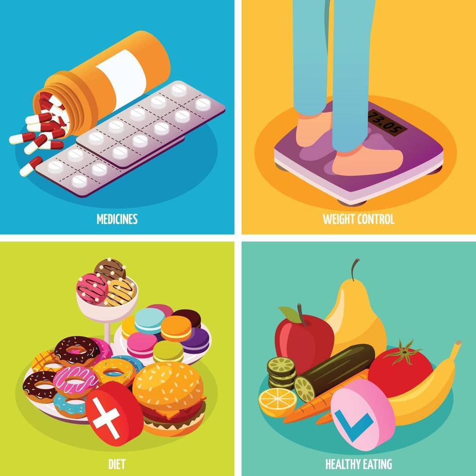 Diabetes Control Isometric Design Concept Vector Illustration